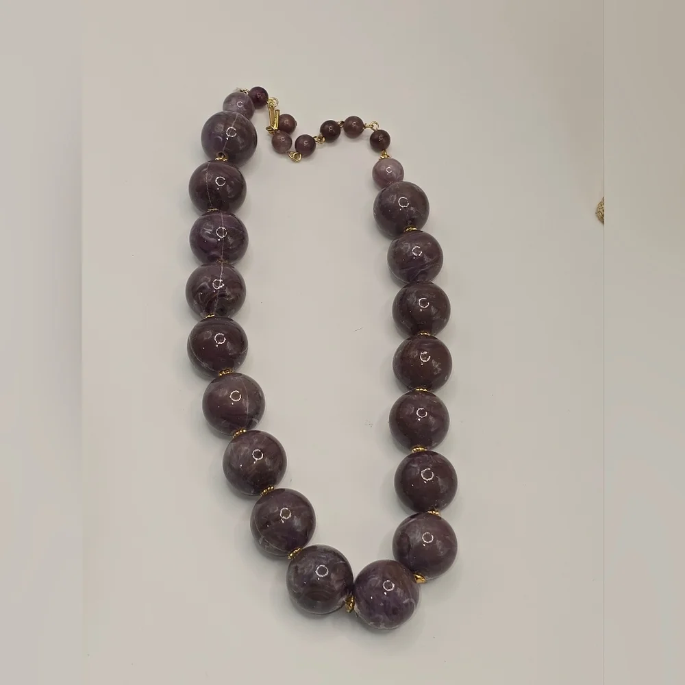 Hong Kong Marbled Purple Chunky Acrylic Necklace